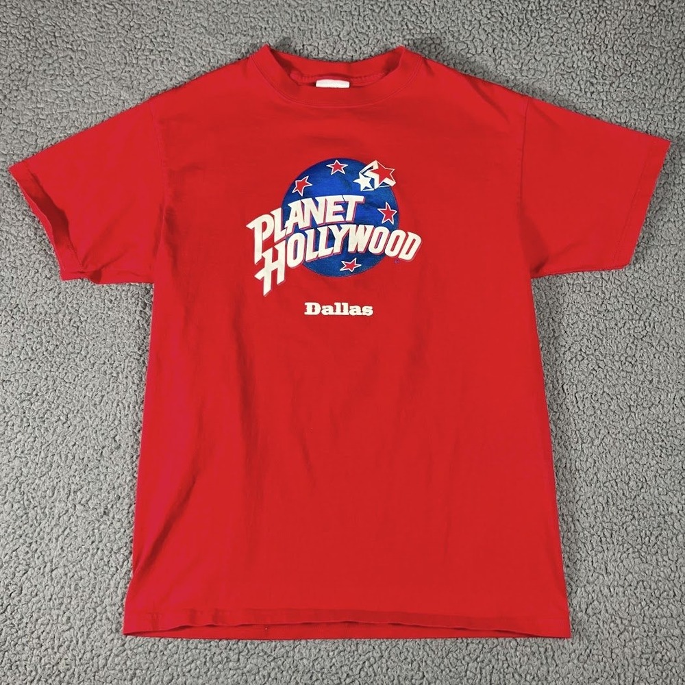 Vintage Planet Hollywood Dallas T-Shirt Red 1991 Made in USA Mens Medium PHI I
